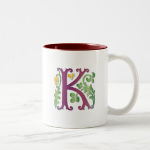 Fleur-de-lis K Monogram Two-Tone Coffee Mug