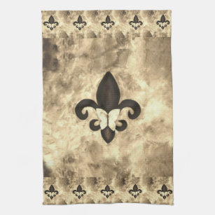 Fleur De Lis Kitchen Sepia Tan Brown Butterfly Kitchen Towel