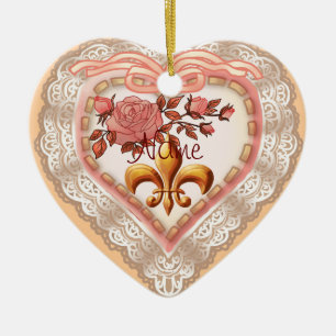Fleur De Lis Lacy Heart  ornament