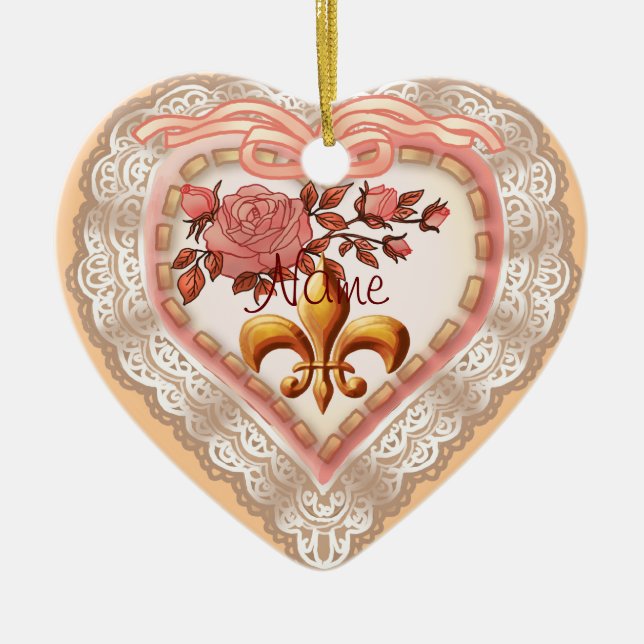 Fleur De Lis Lacy Heart  ornament (Front)