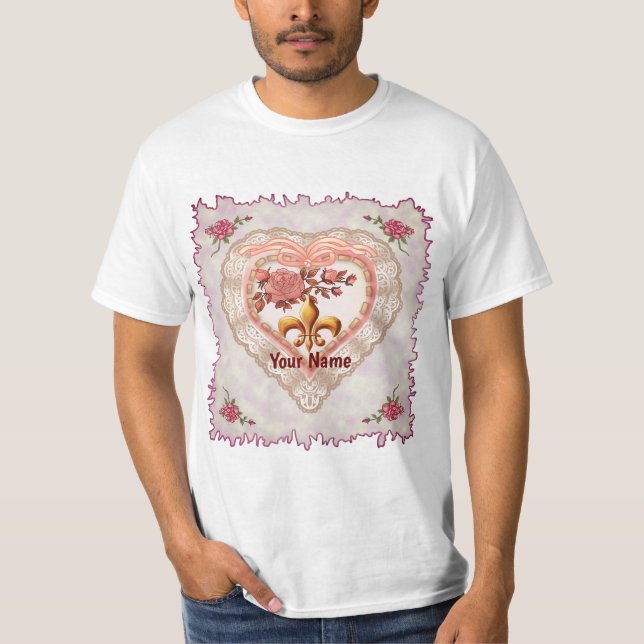Fleur De Lis Lacy Heart  t-shirt (Front)