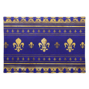 Fleur-de-lis - Lapis Lazuli and Gold Cloth Placemat