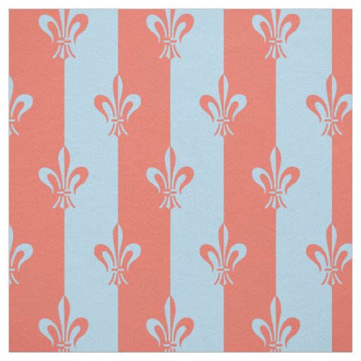 Fleur de Lis Light Blue & Terra Cotta Fabric