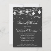 Fleur de Lis Lights | Charcoal Gray Bridal Shower Invitation (Front)