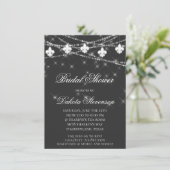 Fleur de Lis Lights | Charcoal Gray Bridal Shower Invitation (Standing Front)