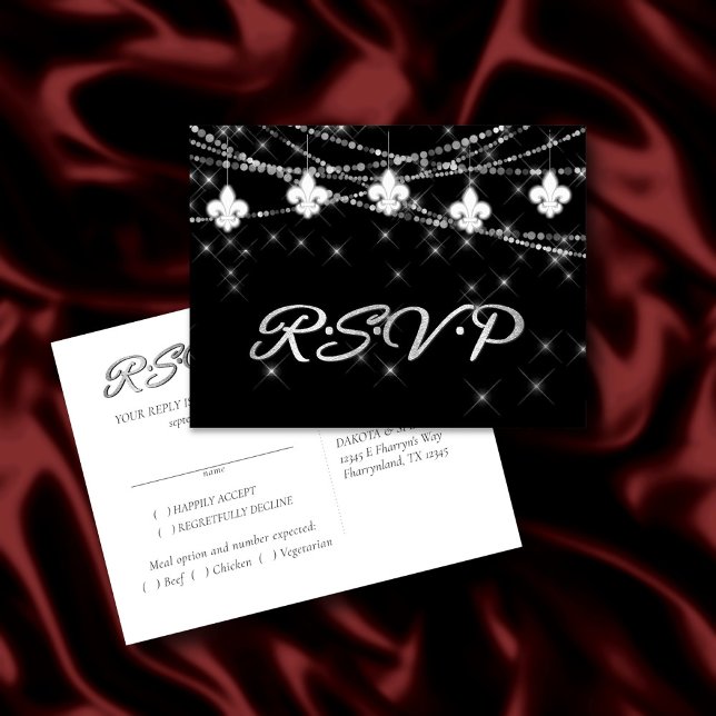 Fleur de Lis Lights | Mardi Gras Theme RSVP Entree Invitation Postcard (Creator Uploaded)