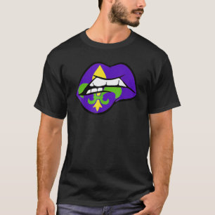 Fleur De Lis Lips Cool Mardi Gras Carnival Women G T-Shirt