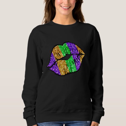 Fleur De Lis Lips Mardi Gras Carnival Costume Purp Sweatshirt