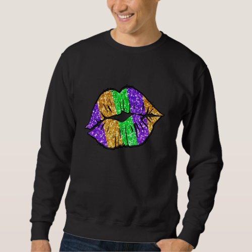 Fleur De Lis Lips Mardi Gras Carnival Costume Purp Sweatshirt