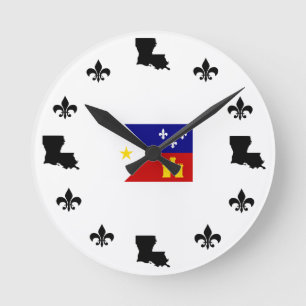 Fleur De Lis Louisiana Cajun Flag Clock