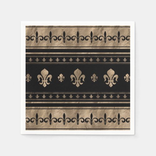 Fleur_de_lis Luxury ornament _ black and gold Napkins