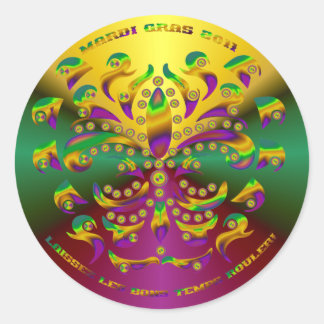 Fleur de lis Mardi Gras 2011 V-1 Classic Round Sticker
