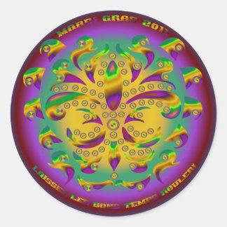 Fleur de lis Mardi Gras 2011 V-1 Classic Round Sticker