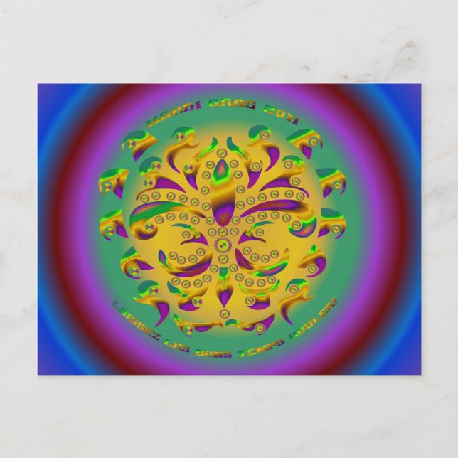 Fleur de lis Mardi-Gras 2011 V-2 Postcard (Front)
