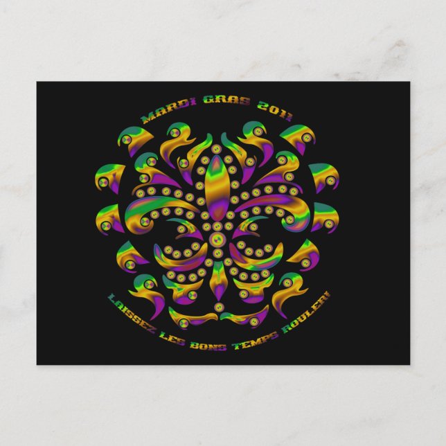 Fleur de lis Mardi-Gras 2011 V-2 Postcard (Front)
