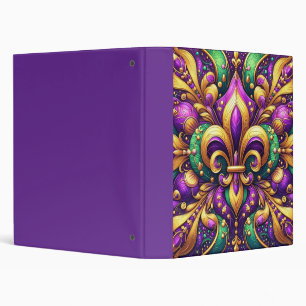 fleur de lis mardi gras 3 ring binder