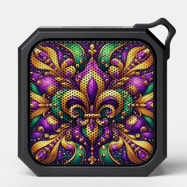 fleur de lis mardi gras bluetooth speaker (Front)