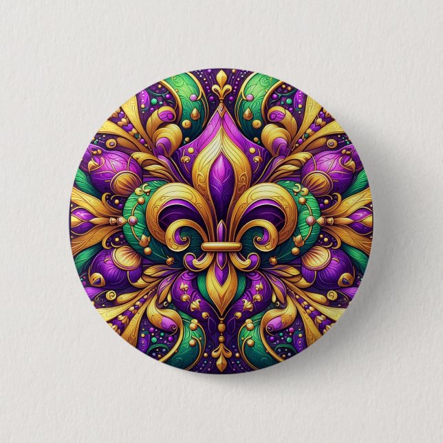 fleur de lis mardi gras button (Front)