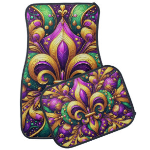 fleur de lis mardi gras car floor mat