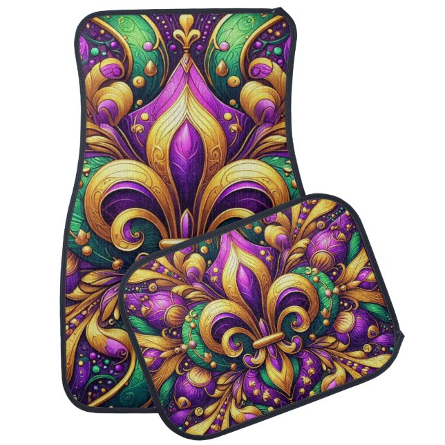 fleur de lis mardi gras car floor mat (Set)