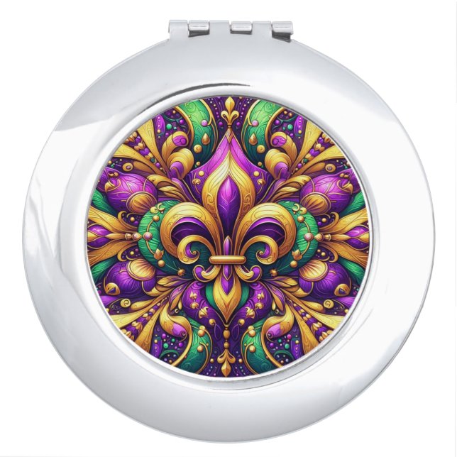 fleur de lis mardi gras compact mirror (Front)