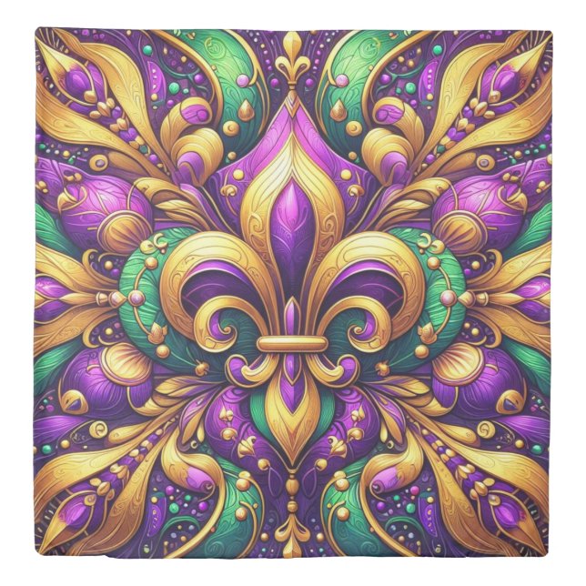 fleur de lis mardi gras duvet cover (Front)