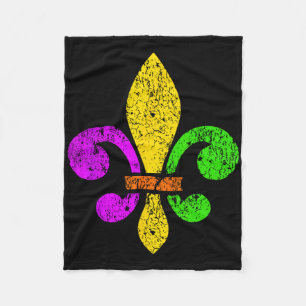 Fleur De Lis Mardi Gras Funny Top New Orleans Wome Fleece Blanket