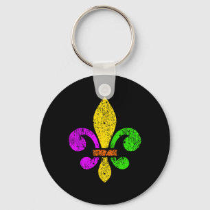 Fleur De Lis Mardi Gras Funny Top New Orleans Wome Keychain
