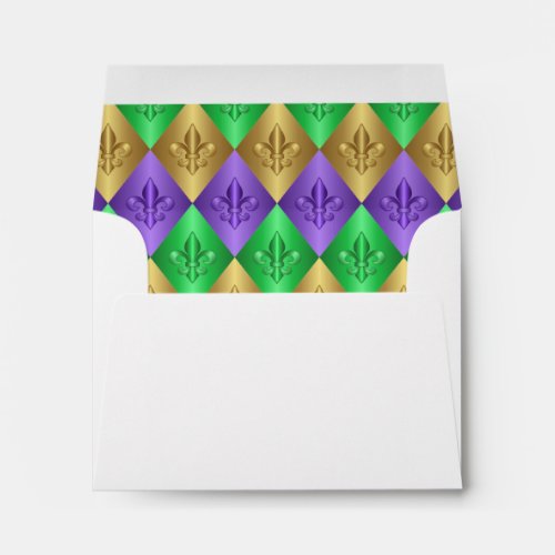 Fleur_de_Lis Mardi Gras Harlequin Pattern Envelope