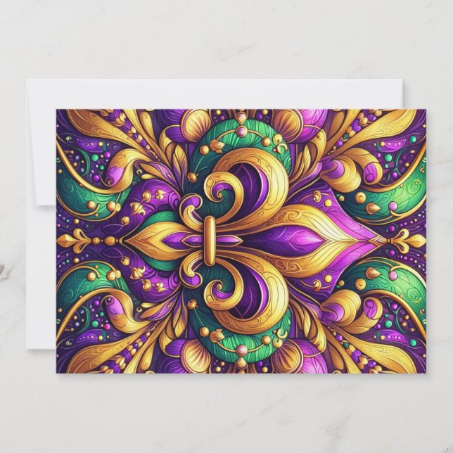 fleur de lis mardi gras holiday card (Front)