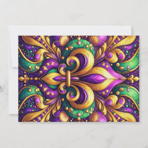 fleur de lis mardi gras holiday card
