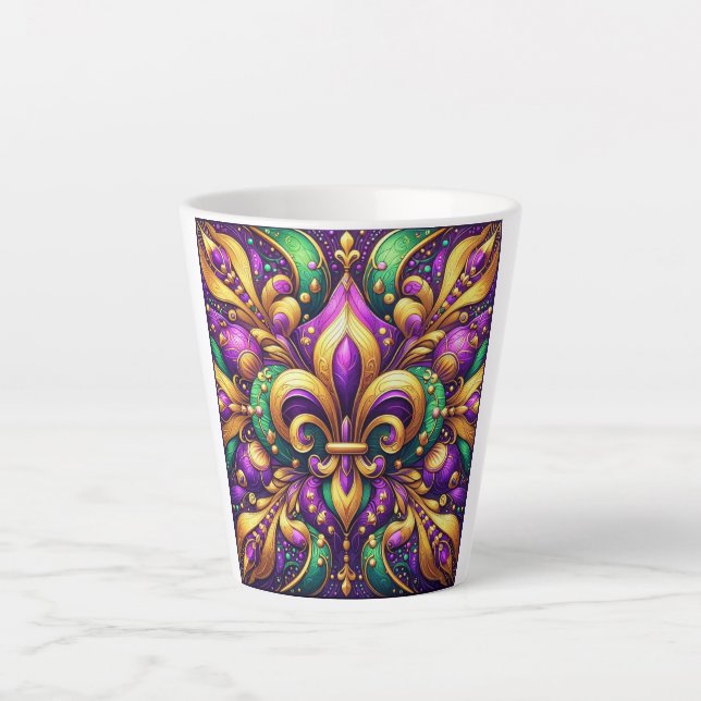 fleur de lis mardi gras latte mug (Front)