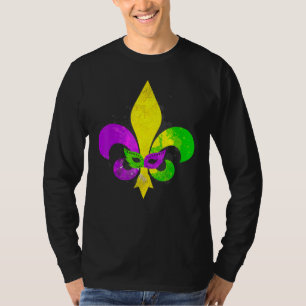 Fleur De Lis Mardi Gras Mask New Orleans Carnival T-Shirt