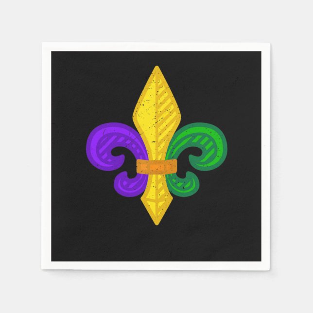 Fleur De Lis Mardi Gras New Orleans Parade Carniva Napkins (Front)