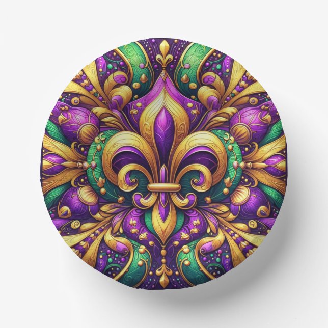 fleur de lis mardi gras paper bowls (Front)