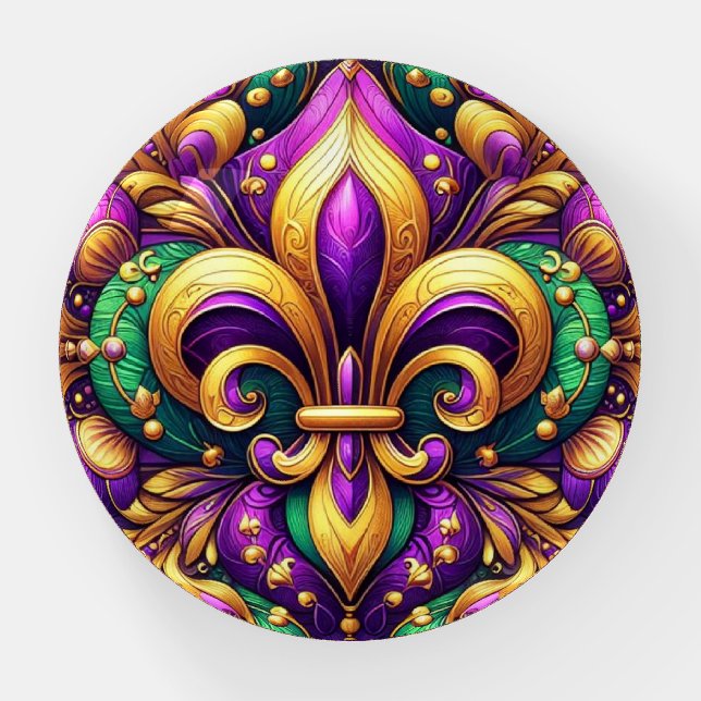 fleur de lis mardi gras paperweight (Front)