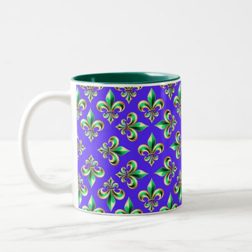 Fleur de lis mardi gras pattern  Two_Tone coffee mug