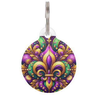 fleur de lis mardi gras pet ID tag