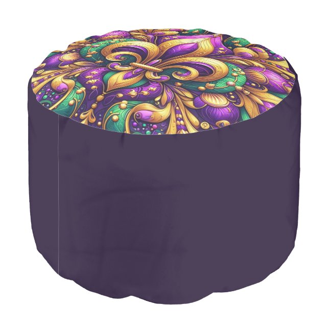 fleur de lis mardi gras pouf (Angled Back)
