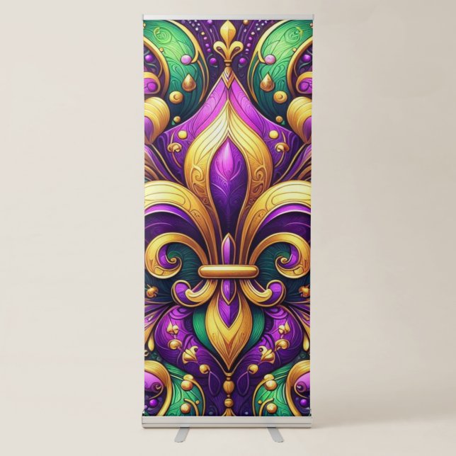 fleur de lis mardi gras retractable banner (Front)
