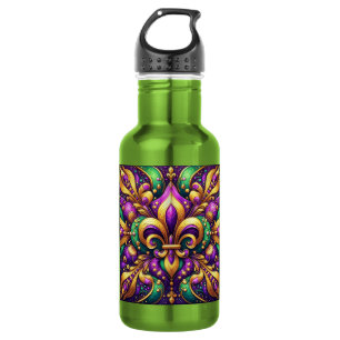 fleur de lis mardi gras stainless steel water bottle