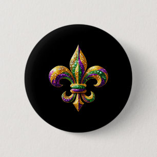 Fleur-de-lis Mardi Gras Symbol Carnival Parade Cos Button