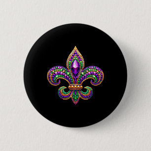 Fleur-de-lis Mardi Gras Symbol Carnival Parade Cos Button