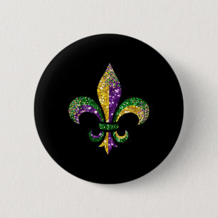 Fleur De Lis Mardi Gras Symbol Louisiana New Orlea Button
