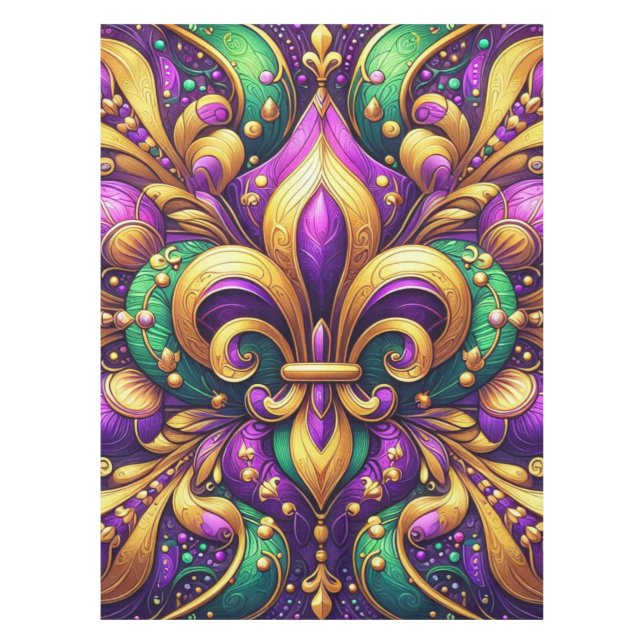 fleur de lis mardi gras tablecloth (Front)