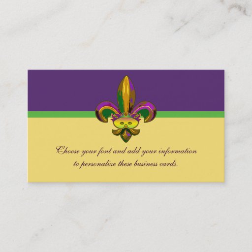 Customizable Fleur de lis Mask Business Cards
