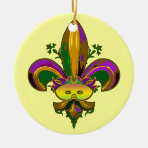 Fleur de lis Mask Ceramic Ornament
