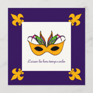 Fleur de Lis Mask Mardi Gras Party Invitation