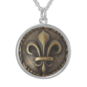 Fleur De Lis Medallion Sterling Silver Necklace