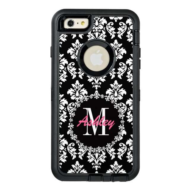 Fleur de Lis Monogram Damask Pattern Otterbox iPhone Case (Back)